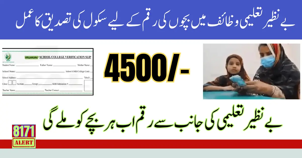 School Verification Slip By Benazir Taleemi Wazaif For 4500 Payment