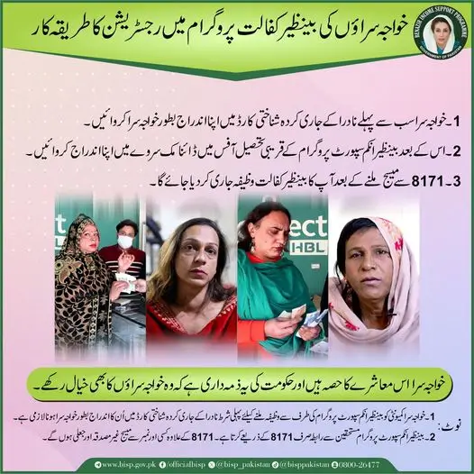 Procedure for Registration in Benazir Kafalat Program for Transgender Women October 2024