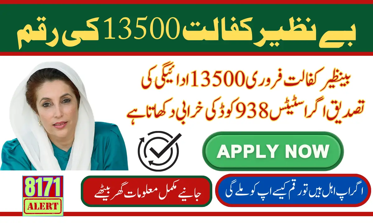 Benazir Kafalat February 13500 Payment Verification If Status Show 938 Code Error