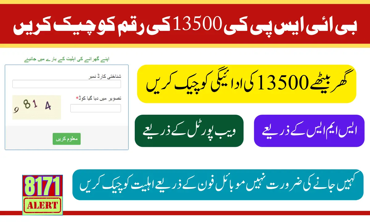 BISP 8171 Eligibility Check Online Portal And SMS Method Using CNIC 2025 Latest Update